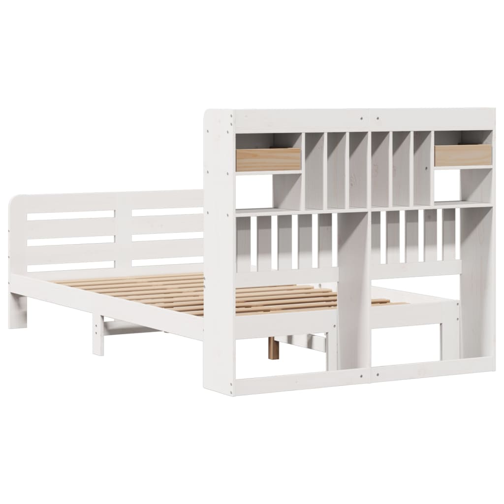 Letto Libreria senza Materasso Bianco 135x190 cm Legno di Pino - homemem39