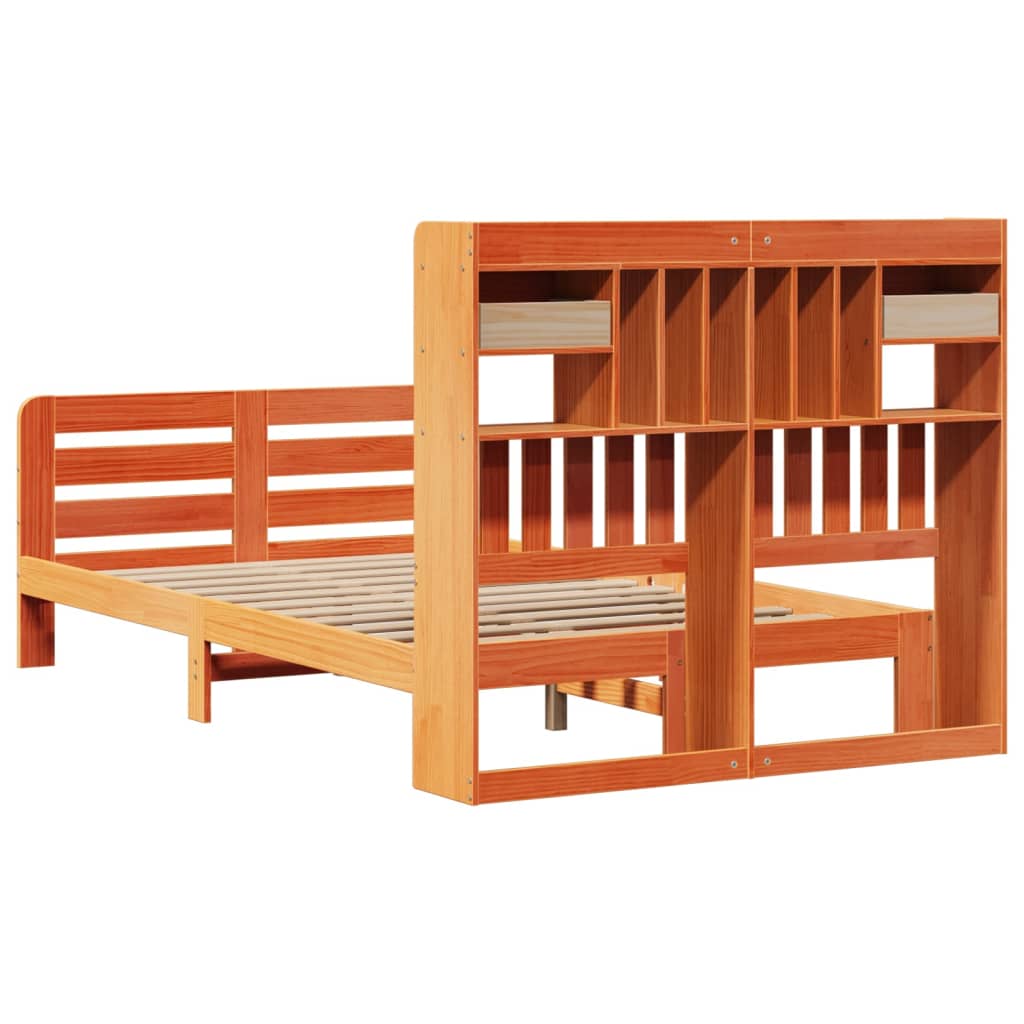 Letto Libreria senza Materasso Marrone Cera 135x190 cm in Pino - homemem39