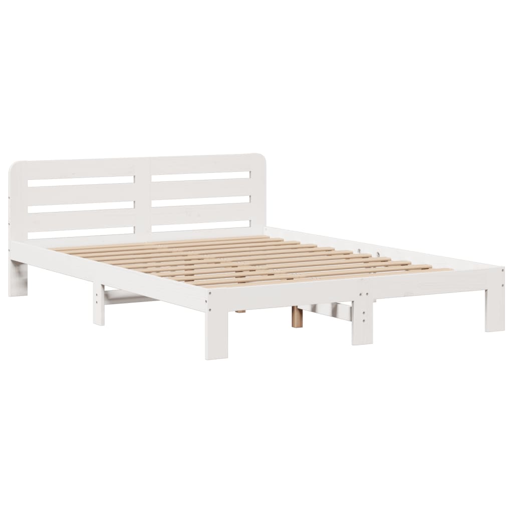 Letto Libreria senza Materasso Bianco 140x190 cm Legno di Pino - homemem39