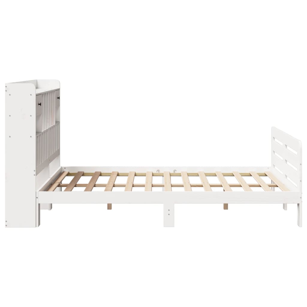Letto Libreria senza Materasso Bianco 140x190 cm Legno di Pino - homemem39