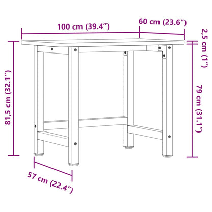 Banco Lavoro 100x60x81,5 cm Legno Massello Faggio Rettangolare | homemem39