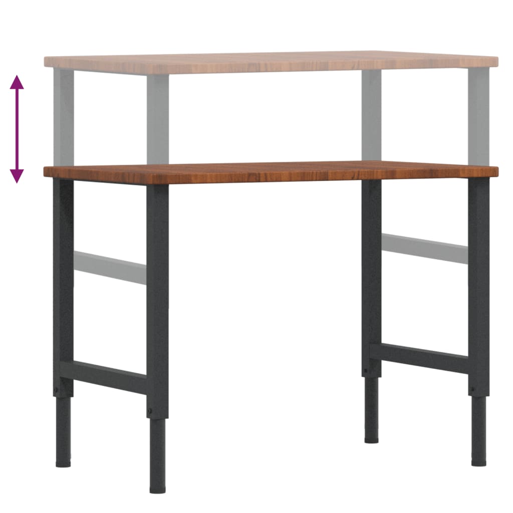 Banco Lavoro Marrone Scuro 100x60x(71,5-98) cm Legno di Rovere | homemem39