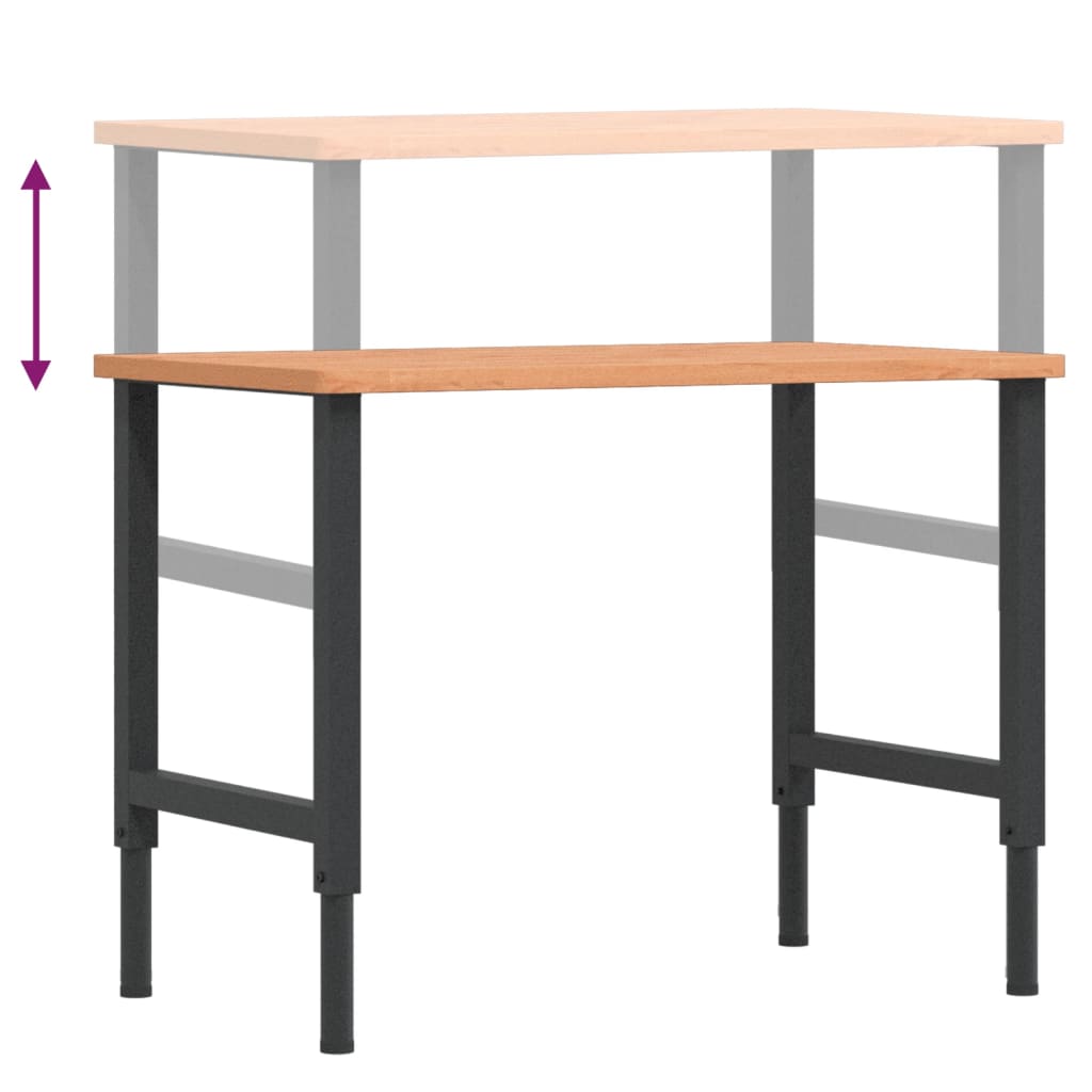 Banco da Lavoro 100x60x(71,5-98) cm Legno Faggio Rettangolare | homemem39