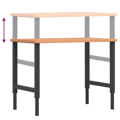 Banco da Lavoro 100x60x(71,5-98) cm Legno Faggio Rettangolare | homemem39