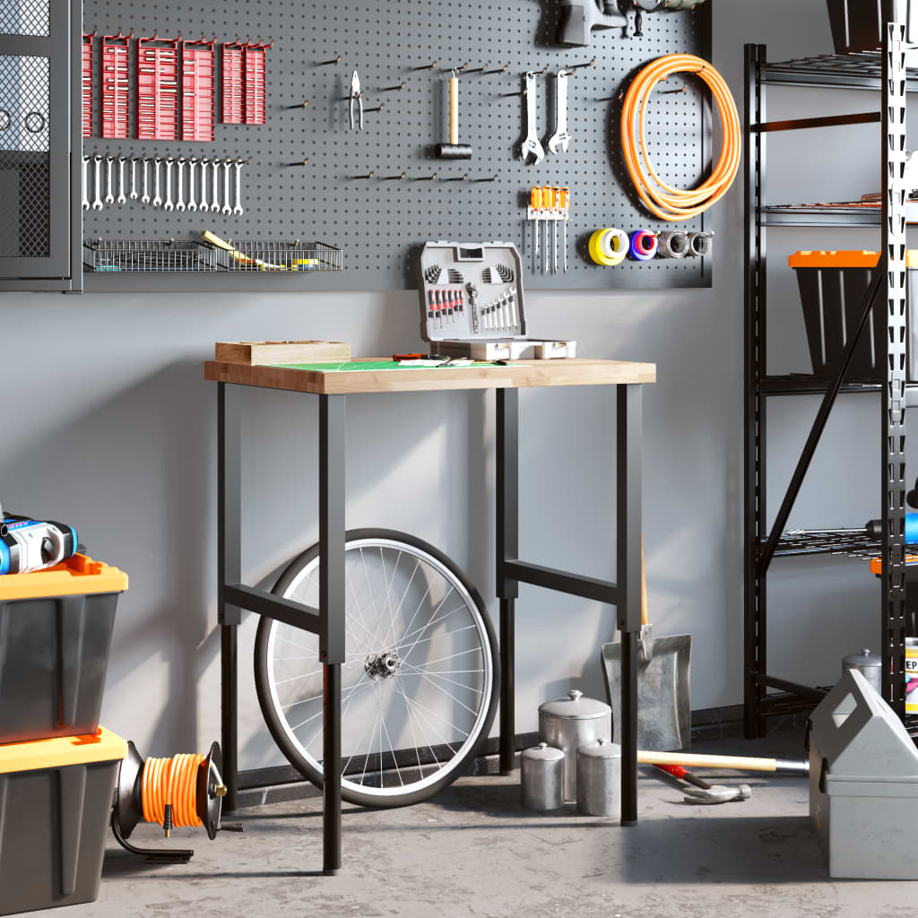 Banco Lavoro 80x60x(73-99,5) cm Legno di Faggio Rettangolare - homemem39