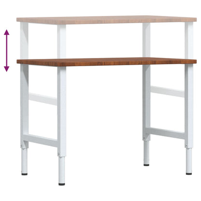 Banco Lavoro Marrone Scuro 100x60x(71,5-98) cm Legno di Rovere - homemem39