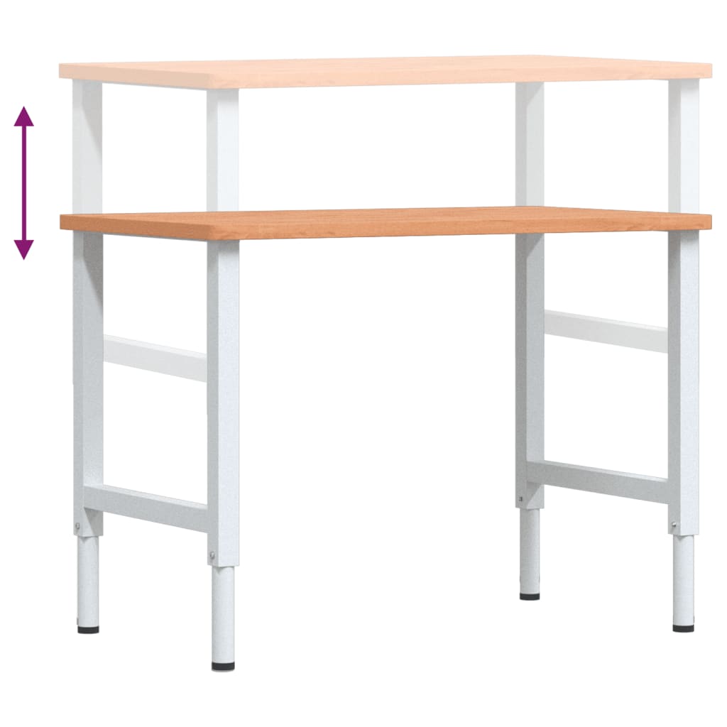 Banco da Lavoro 100x60x(71,5-98) cm Legno Faggio Rettangolare - homemem39