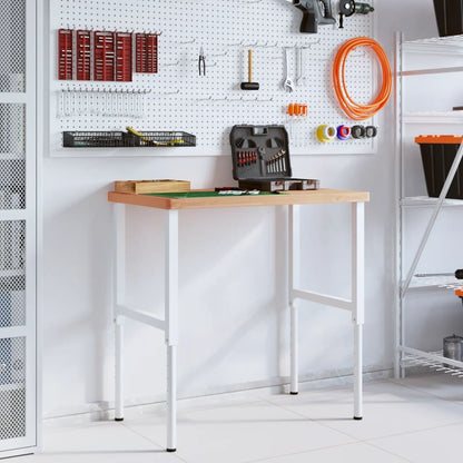 Banco Lavoro 100x60x(73-99,5) cm Legno di Faggio Rettangolare | homemem39