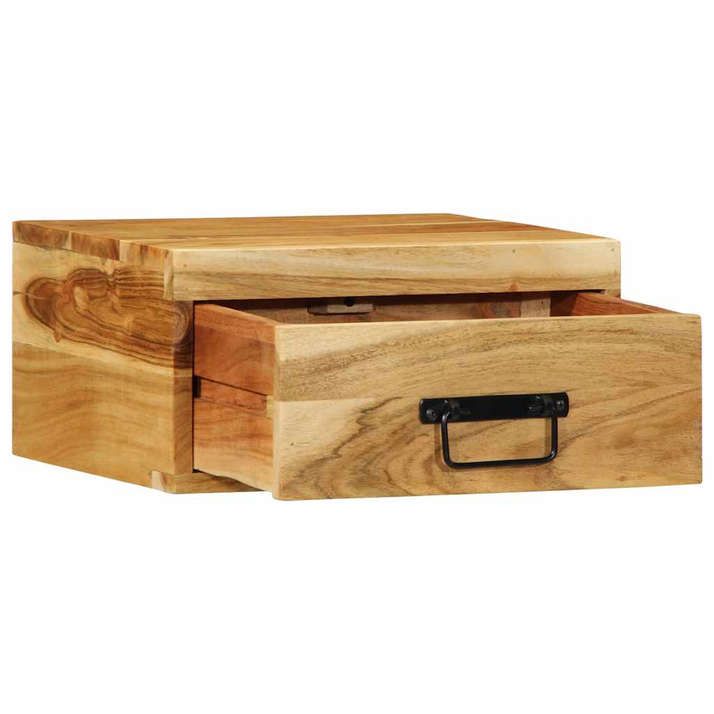 Comodini da Parete 2pz in Legno Massello di Acacia