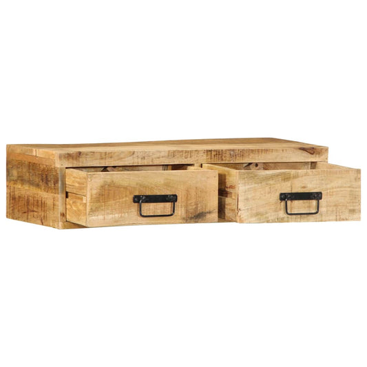 Mobile TV a Parete 80x30x19 cm Legno Grezzo Massello di Mango - homemem39