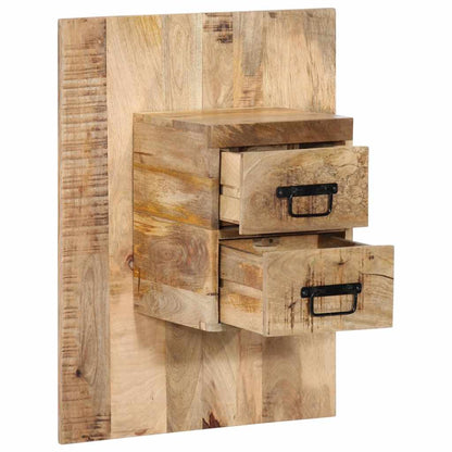 Comodino 60x32x80 cm in Legno Grezzo Massello di Mango