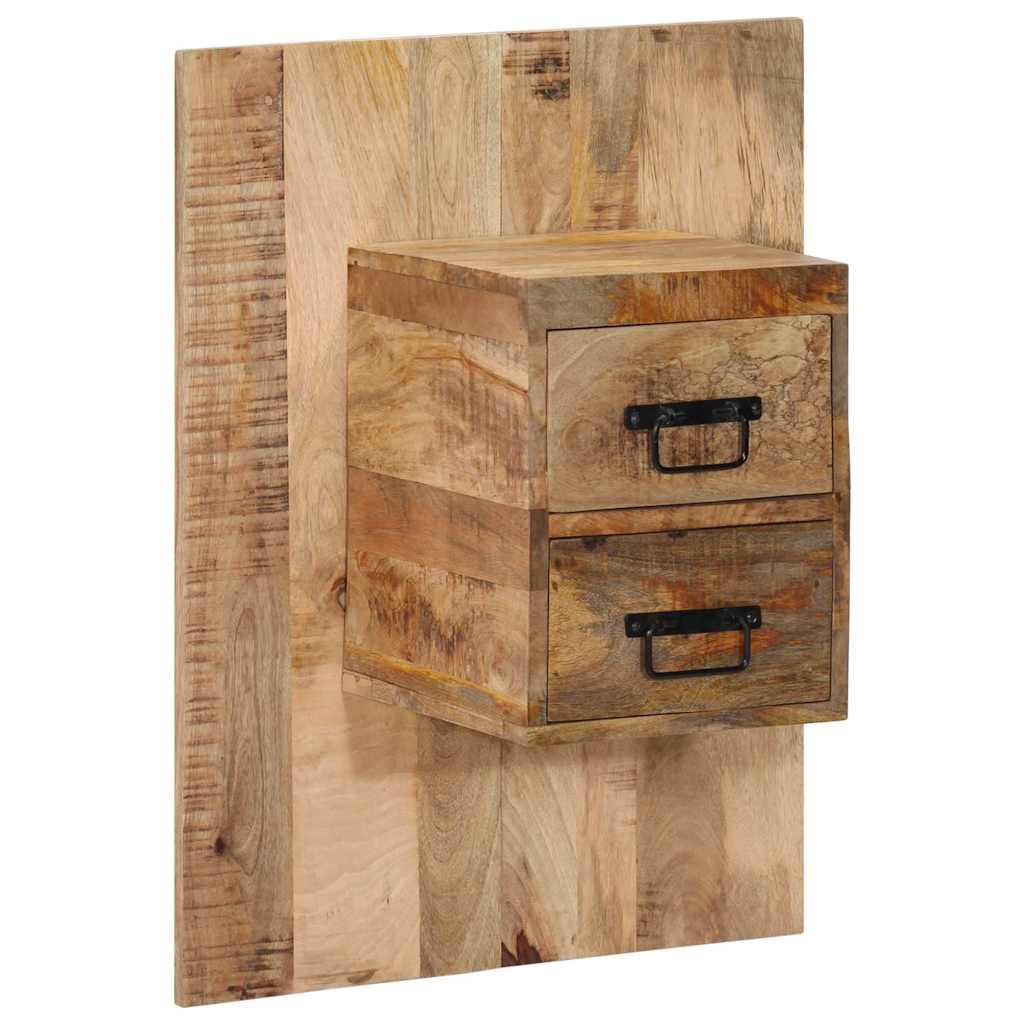 Comodino 60x32x80 cm in Legno Grezzo Massello di Mango