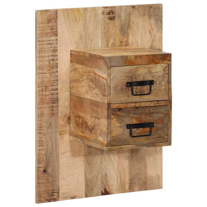 Comodino 60x32x80 cm in Legno Grezzo Massello di Mango