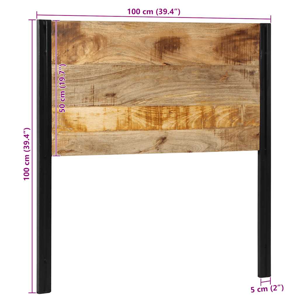 Testiera 100 cm in Legno Massello di Mango e Ferro - homemem39