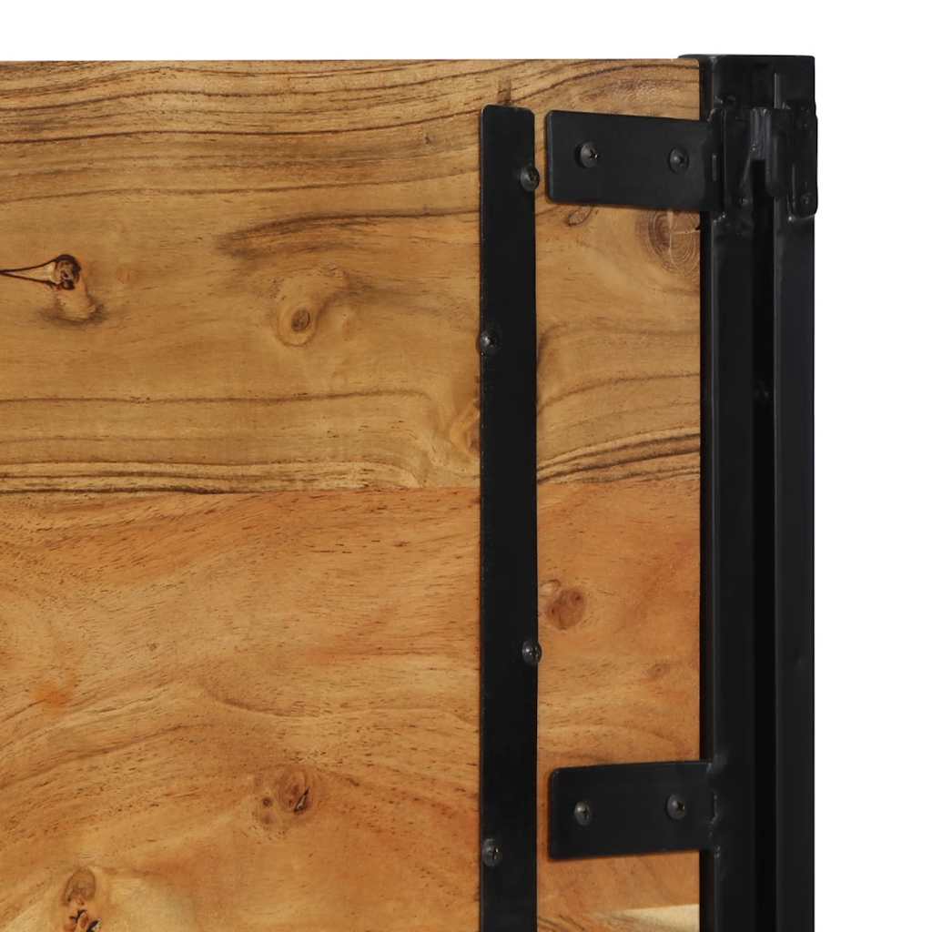 Testiera 100 cm in Legno Massello di Acacia e Ferro - homemem39