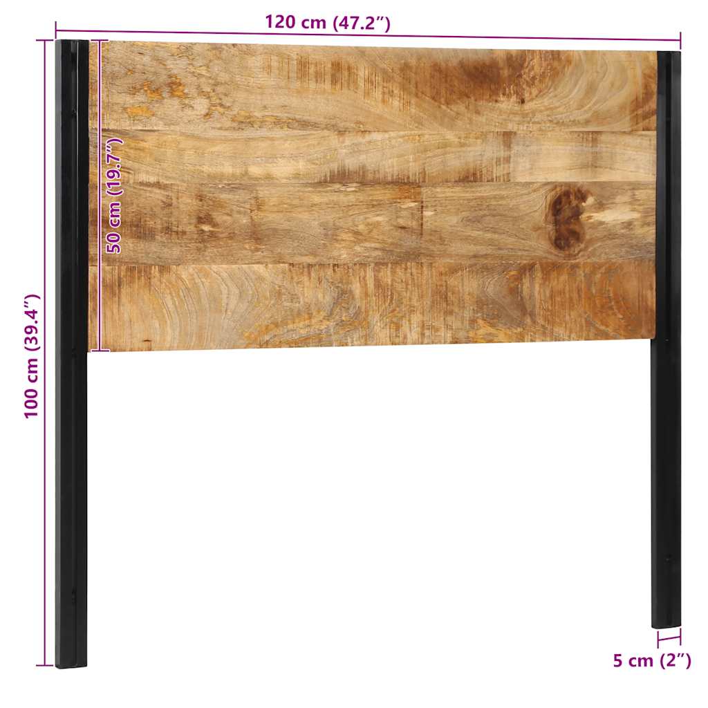 Testiera 120 cm in Legno Massello di Mango e Ferro - homemem39