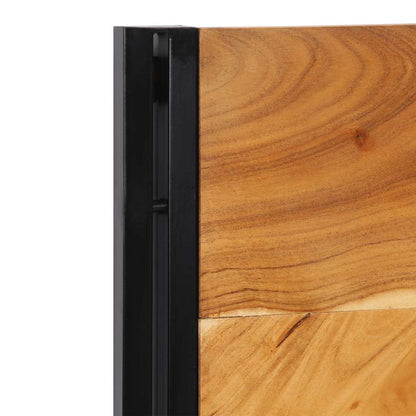 Testiera 120 cm in Legno Massello di Acacia e Ferro - homemem39