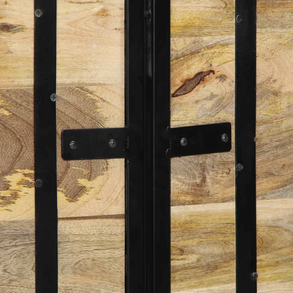 Testiera 140 cm in Legno Massello di Mango e Ferro - homemem39