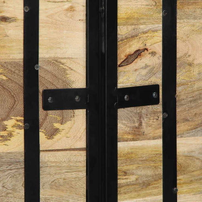 Testiera 140 cm in Legno Massello di Mango e Ferro - homemem39