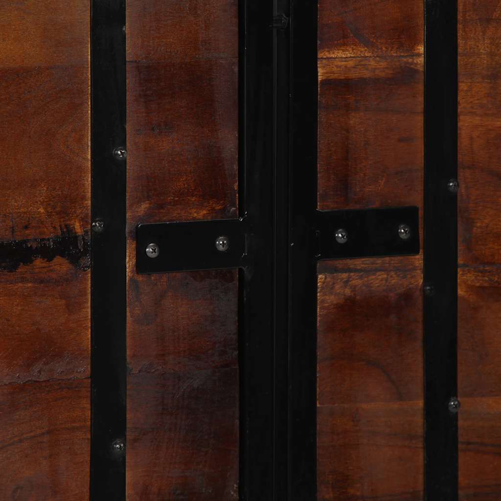 Testiera 140 cm in Legno Massello di Recupero e Ferro - homemem39