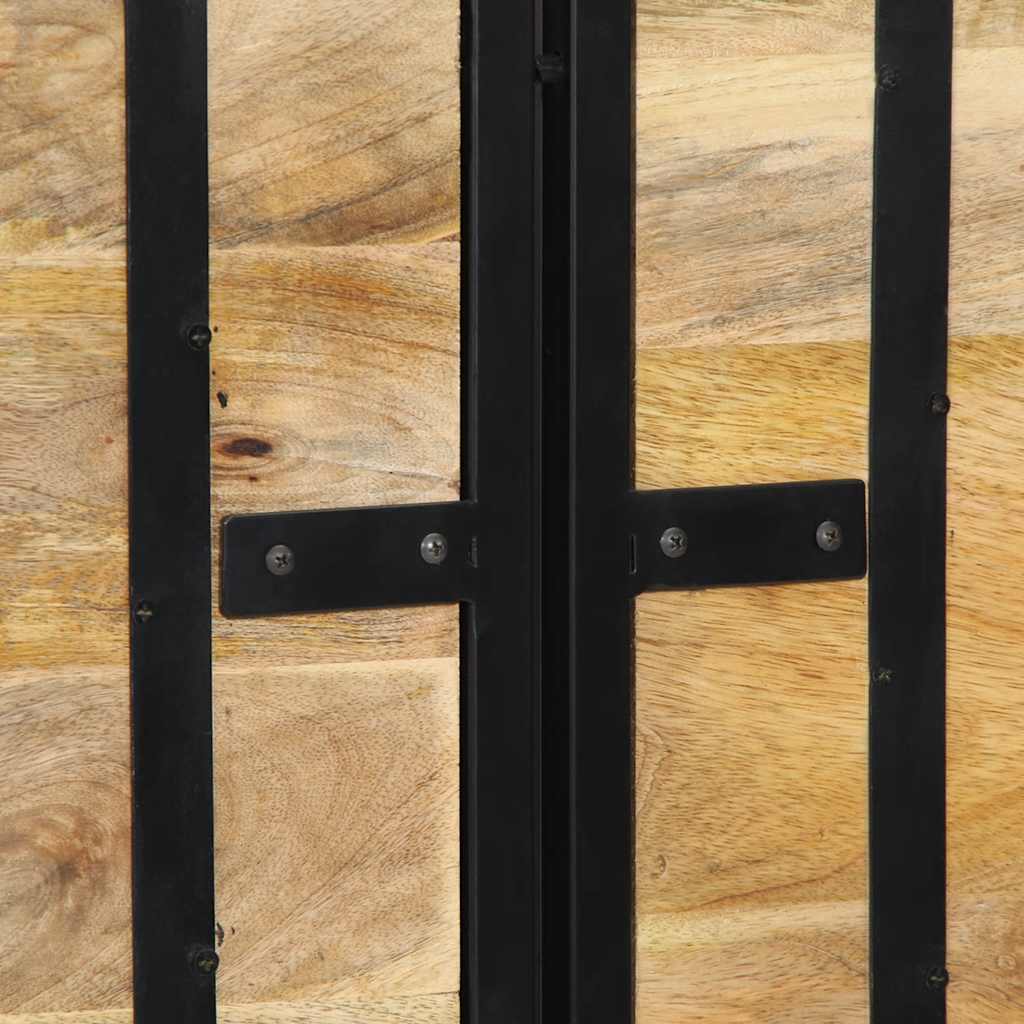 Testiera 160 cm in Legno Massello di Mango e Ferro - homemem39