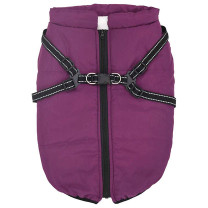 Cappotto Cani Imbracatura Impermeabile Riflettente Viola L48