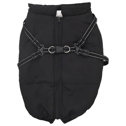 Cappotto Cani con Imbracatura Impermeabile Riflettente Nero L48 | homemem39