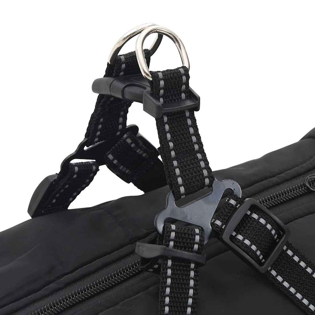 Cappotto Cani con Imbracatura Impermeabile Riflettente Nero L48 | homemem39