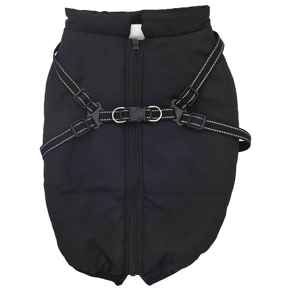 Cappotto Cani con Imbracatura Impermeabile Riflettente Nero L68 | homemem39