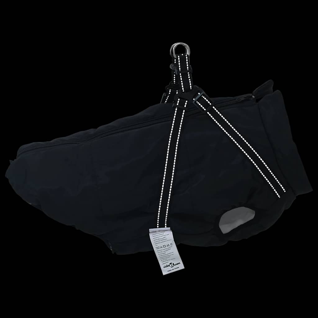 Cappotto Cani con Imbracatura Impermeabile Riflettente Nero L68 | homemem39