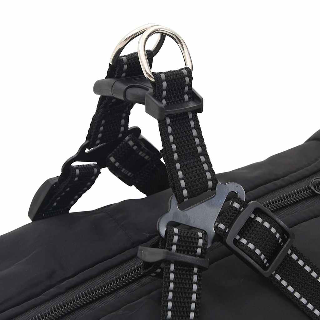 Cappotto Cani con Imbracatura Impermeabile Riflettente Nero L68 | homemem39