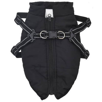 Cappotto Cani con Imbracatura Impermeabile Riflettente Nero L24 | homemem39