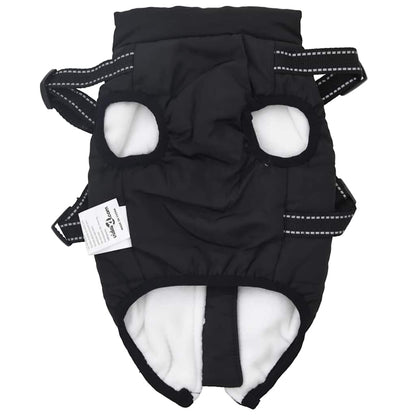Cappotto Cani con Imbracatura Impermeabile Riflettente Nero L24 | homemem39