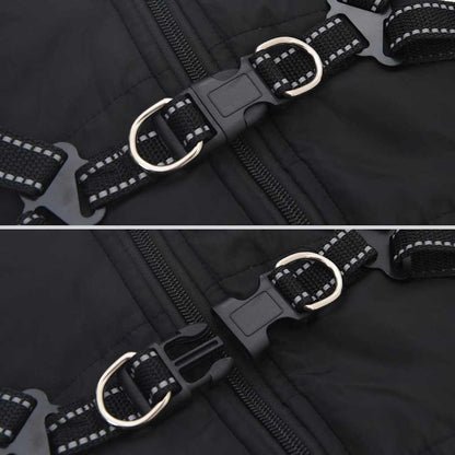 Cappotto Cani con Imbracatura Impermeabile Riflettente Nero L24 | homemem39