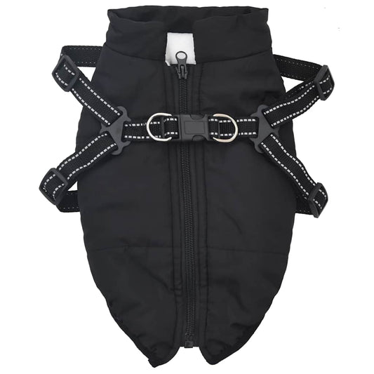 Cappotto Cani con Imbracatura Impermeabile Riflettente Nero L28 - homemem39