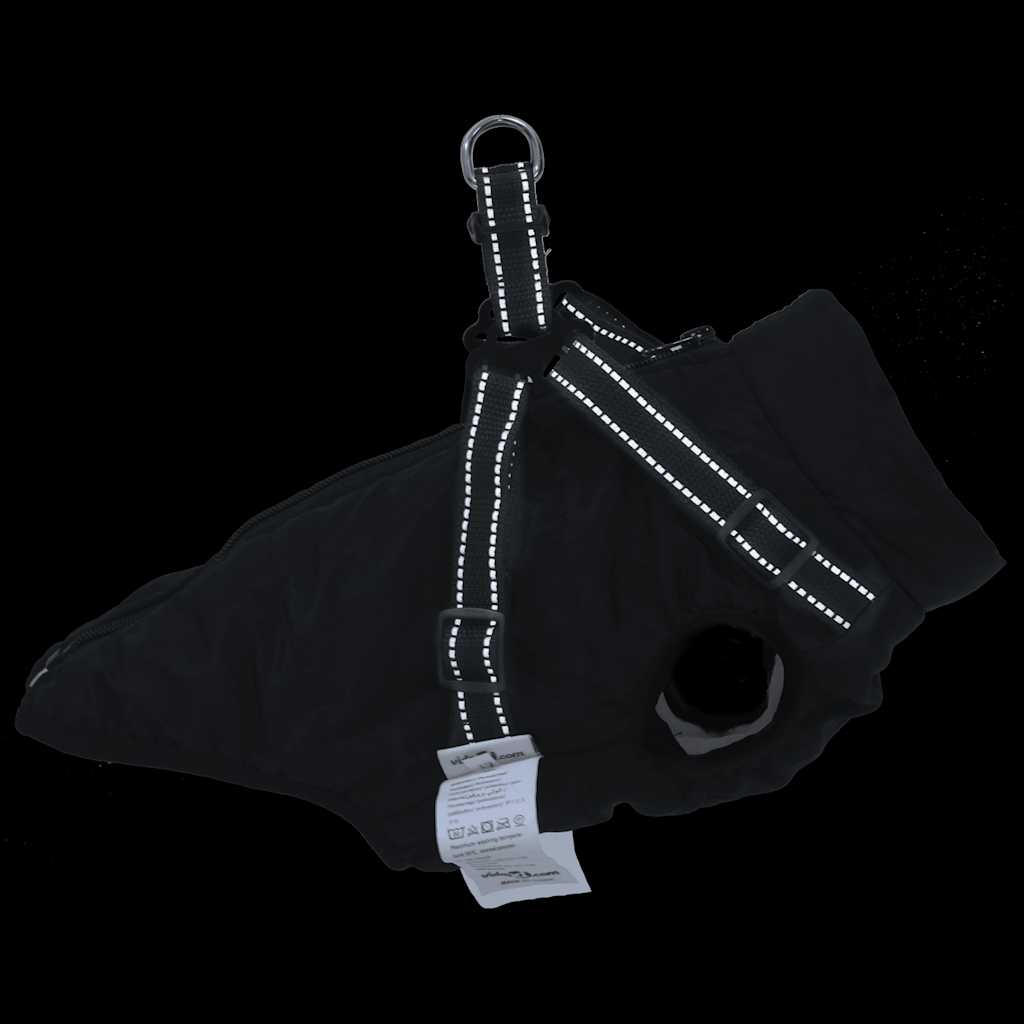 Cappotto Cani con Imbracatura Impermeabile Riflettente Nero L28 - homemem39
