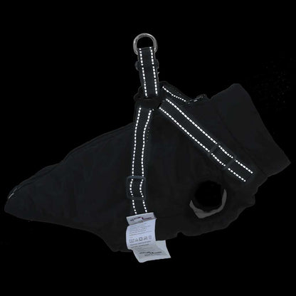 Cappotto Cani con Imbracatura Impermeabile Riflettente Nero L36 | homemem39