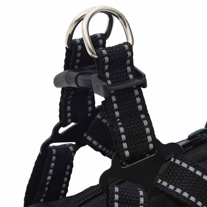 Cappotto Cani con Imbracatura Impermeabile Riflettente Nero L36 | homemem39