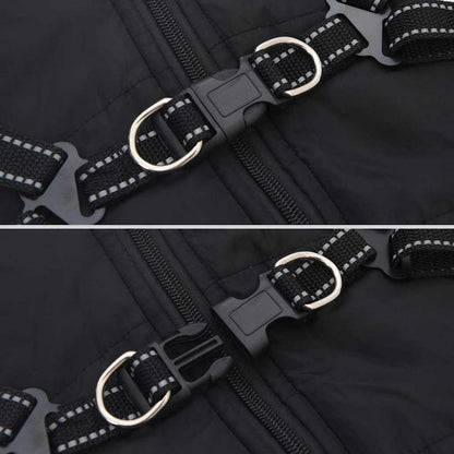 Cappotto Cani con Imbracatura Impermeabile Riflettente Nero L40 | homemem39