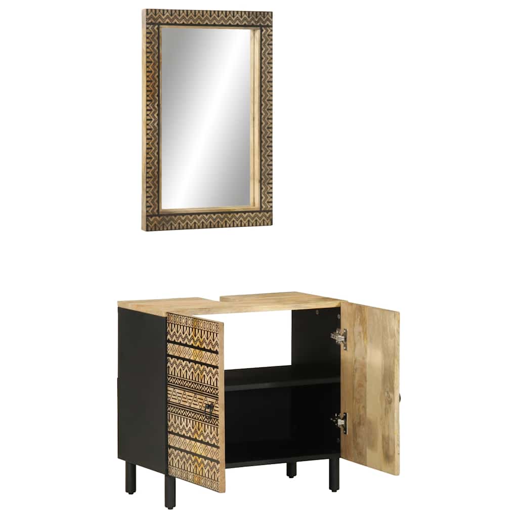 Set Mobili da Bagno 2pz in Legno Massello di Mango