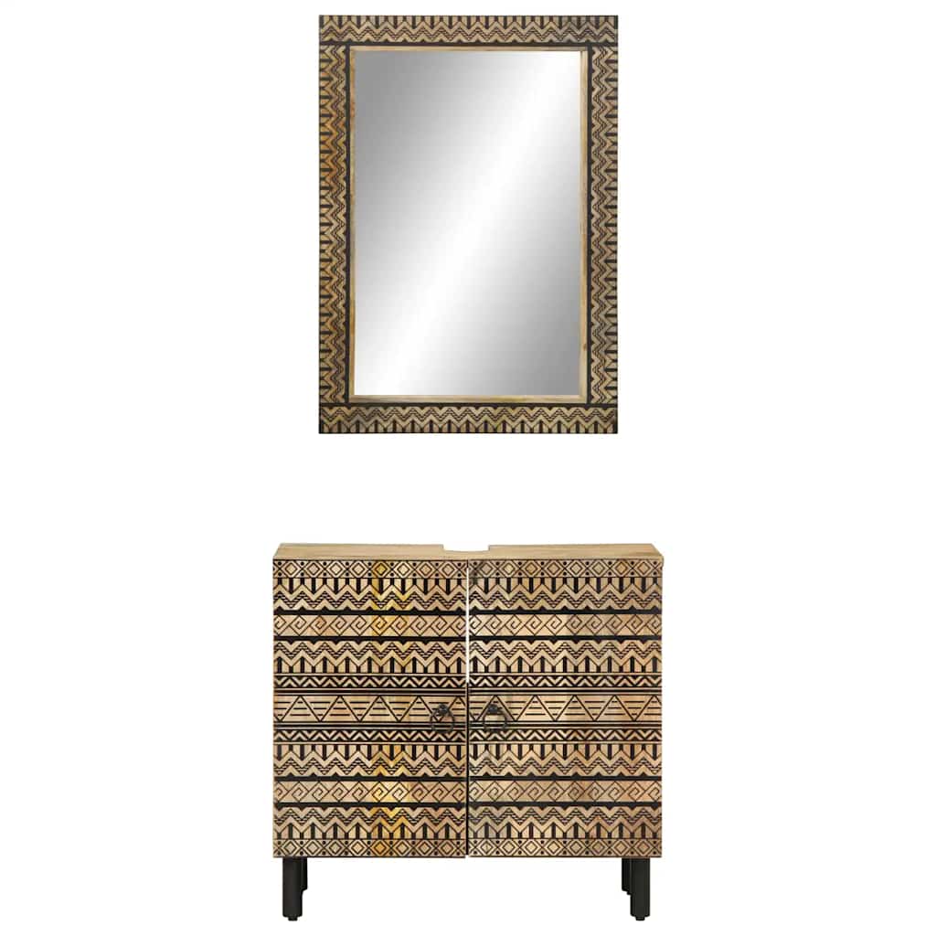 Set Mobili da Bagno 2pz in Legno Massello di Mango