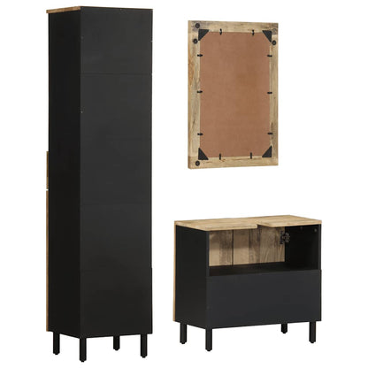 Set Mobili da Bagno 3pz in Legno Massello di Mango