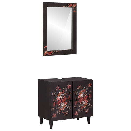 Set di Armadi da Bagno con porta 2 pcs Legno di mango massello | homemem39