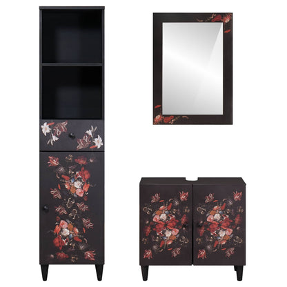 Set di Armadi da Bagno con porta 3 pcs Legno di mango massello