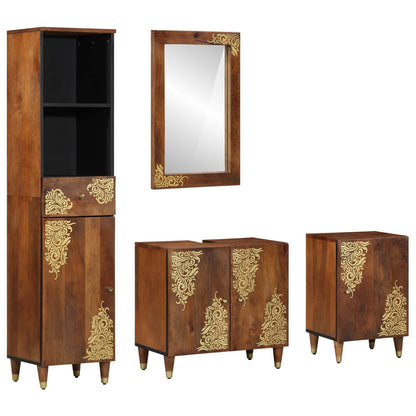 Set di Armadi da Bagno con cassetto 4 pcs Marrone miele | homemem39