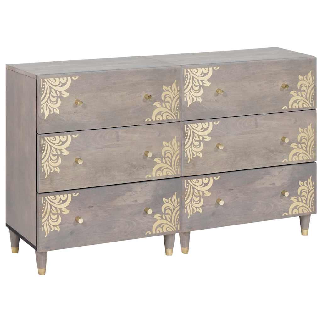 Credenza 2 pcs Grigio 60 x 33 x 75 cm Legno di mango massello | homemem39