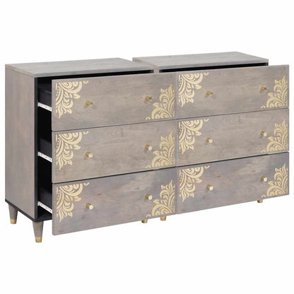 Credenza 2 pcs Grigio 60 x 33 x 75 cm Legno di mango massello | homemem39