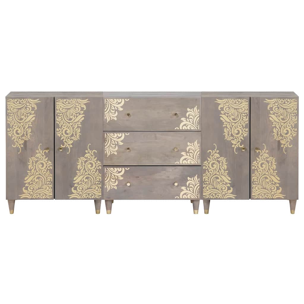 Set di Armadi da Bagno 3 pcs Grigio e Oro 180 x 33 x 75 cm | homemem39