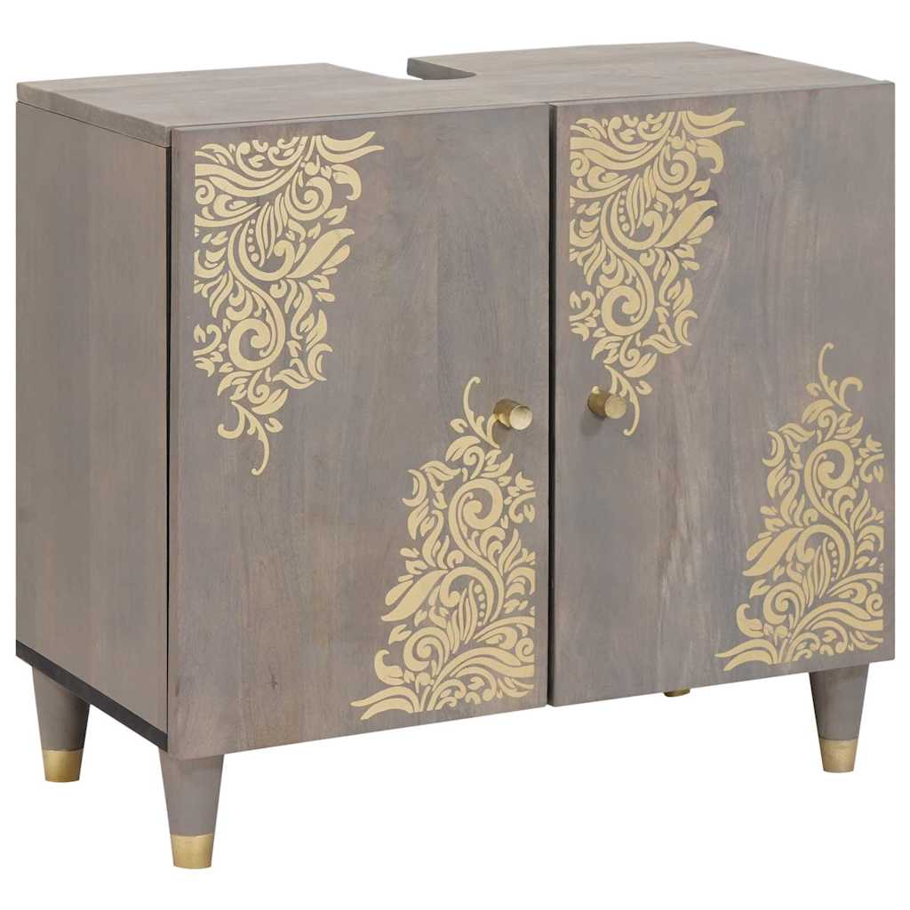 Set di Armadi da Bagno 2 pcs Grigio Legno di mango massello | homemem39