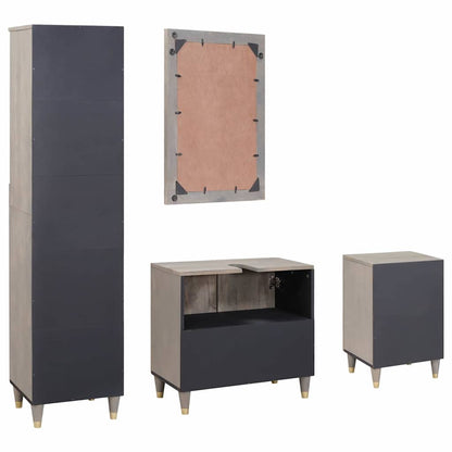 Set di Armadi da Bagno 4 pcs Grigio Legno di mango massello | homemem39